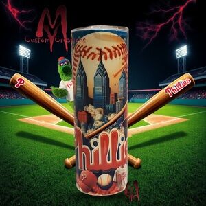 Philadelphia Phillies Theme Custom Skinny Tumbler 20oz Stainless Steel